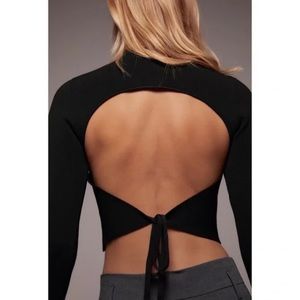 Zara Crop Open back black knit sweater. Size S.